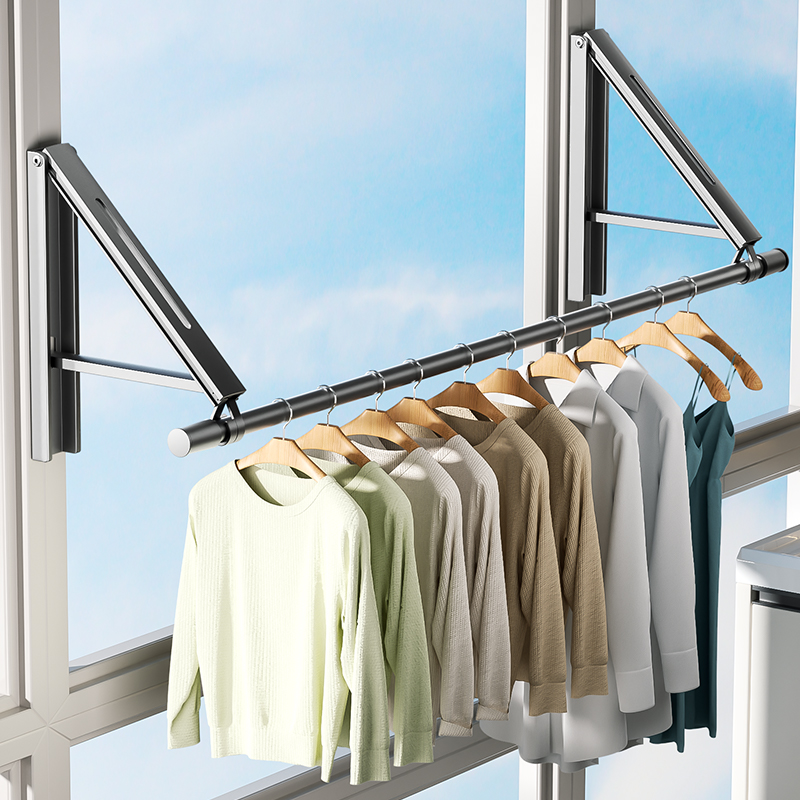隐形晾衣架免打孔伸缩晾衣杆折叠壁挂式阳台晾衣架室内晾晒被神器 - 图3