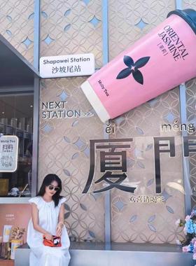 彷真大型奶茶杯模型雕塑户外门面网红打卡咖啡杯美陈装饰定制摆件