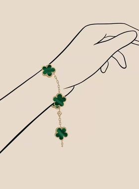 18K白金黑白熊猫五花手链