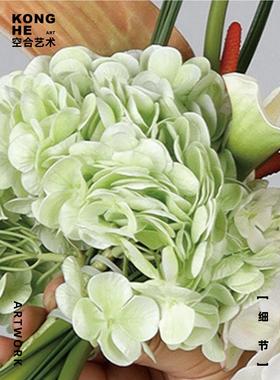 新中式大理石花瓶插花酒店洽谈桌餐桌花艺茶几高级中古摆件