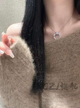 XCZJ玫瑰花ROSE项链18K金镶钻吊坠花环锁骨链轻奢七夕情人节礼物