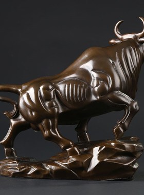 大仕缘全铜工艺品生肖旺市v牛家居招财摆件生日开业礼品牛气冲天