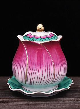 陶瓷莲花供水杯贡杯观音净水杯佛杯荷花杯圣水杯花开富贵莲花水杯