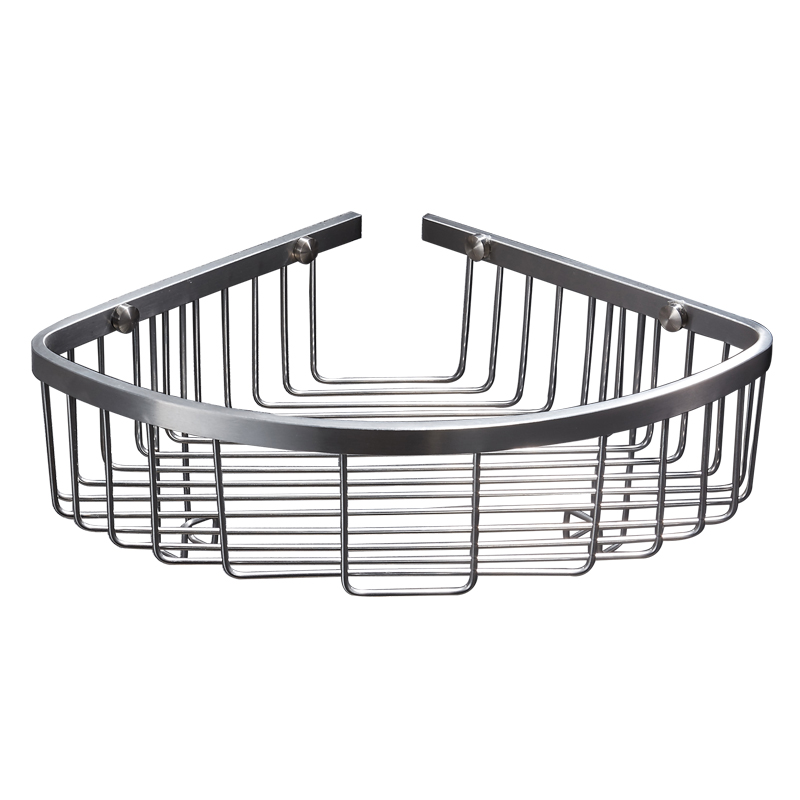 免打孔304不锈钢拉丝双层角篮洗手间淋浴L转角篮卫生间网篮置物架 - 图3