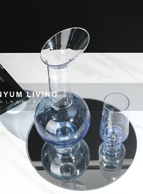 简约现代斜嘴酒具玻璃酒杯样板房间E家居吧台酒柜醒酒器餐桌面摆