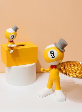 网红卡通黑八台球娃娃模型雕塑台球厅会所开业装修落地创意摆件