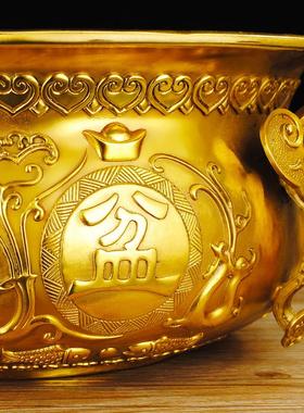 纯铜聚宝盆招财家用铜香炉客厅工艺礼品摆饰装饰摆饰中式聚财大号