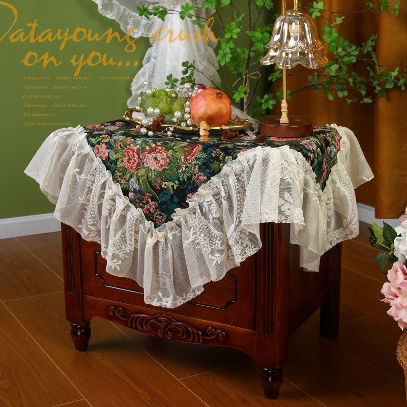 美式布艺餐桌布高级感复古风蔷薇花长方形桌布台布多用防尘盖巾罩,淘宝优惠券,粉丝福利购,淘宝优惠卷