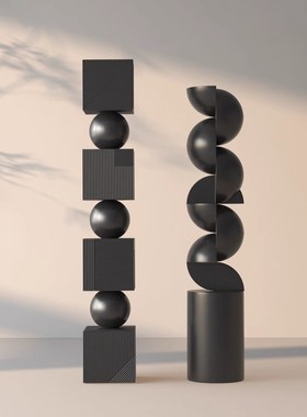 无尽之柱落地摆件酒店大堂售楼处高级感大型软装饰品设计师款雕塑