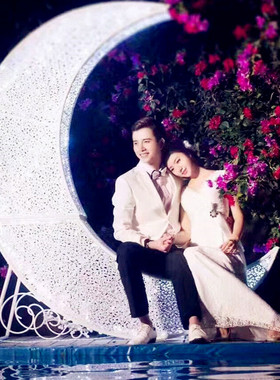 创意园林景观雕塑婚庆道具月亮装饰摆件主题婚礼橱窗舞台场景布置