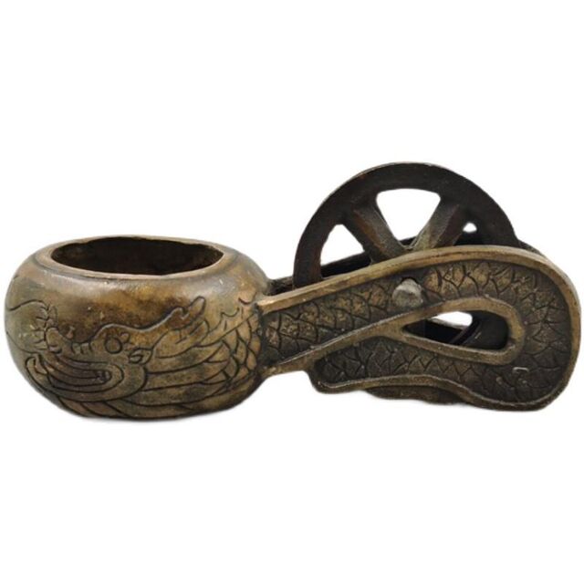 Pure copper ink fountain, antique antique collection, copperware, woodworking, dragon pattern marking equipment, decorative crafts, gift pendants