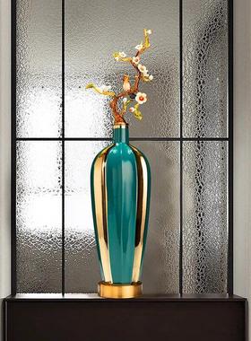 新中式珐琅彩陶瓷花瓶摆件高端入户玄关电视柜客厅酒柜轻奢装饰品