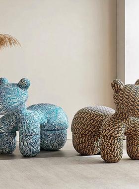 网红创意小马椅客厅摆件羊驼卡通动物坐凳椅子小马凳乔迁新居礼品