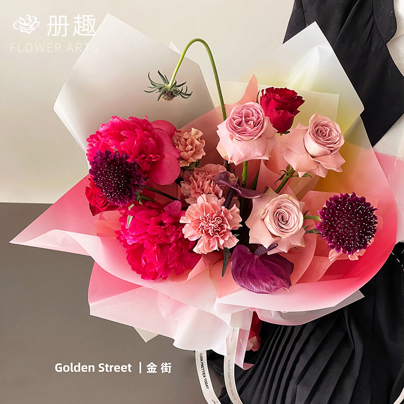 新款520情人节防水包花纸鲜花外包纸糖果琉璃系列花艺礼品花束纸 - 图0