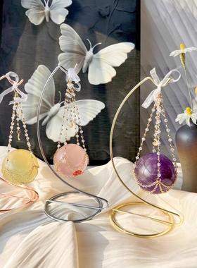 水晶球底座桌面装饰品客厅入口装饰创意水晶底座女孩家装修装饰