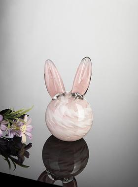 小清新轻奢琉璃兔现代简约客厅台面摆件家居装饰品可爱生日礼物