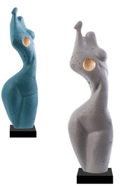 酒店别墅艺术摆件落地现代简约创意蓝色人物雕塑人像树脂抽象装饰