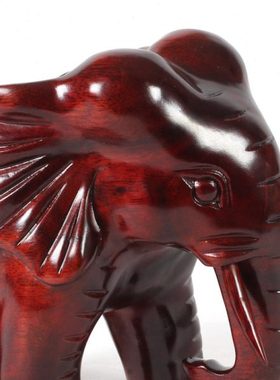 红木雕刻工艺品大象摆件 木质创意玄关客厅装饰品 吉祥实木象摆设