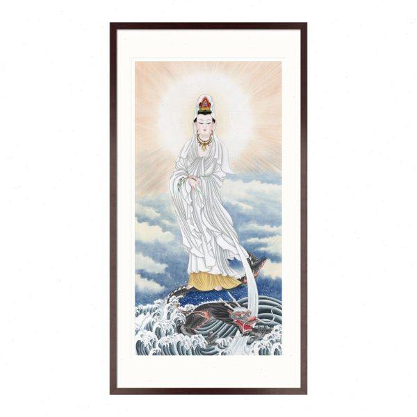 工笔人物国画龙头鳌鱼骑龙观音菩萨画像玄关书房中式卷轴画框挂画,淘宝优惠券,粉丝福利购,淘宝优惠卷