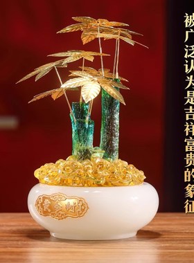 威弗列德招财黄金发财树琉璃摆件办公室客厅玄关桌面装饰开业礼品