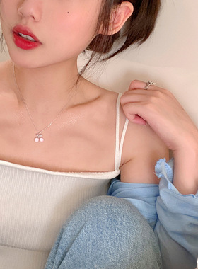 浅粉樱桃项链女款0532