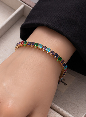 欧美爆款彩色锆石手链