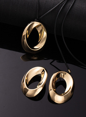 金属几何冷淡风耳环项链