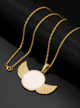 跨境爆款镶钻翅膀项链