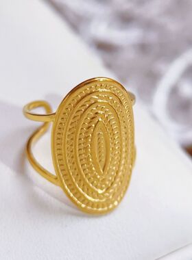 睿亨跨境复古不锈钢18K金戒指
