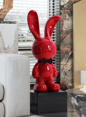电视柜摆件客厅落地大型公仔时尚个性love兔子商场酒店咖啡馆装饰