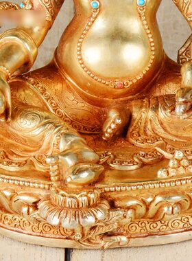 尼泊尔手工铜像摆件居家《黄财神》7寸铜鎏金五路财神铜像