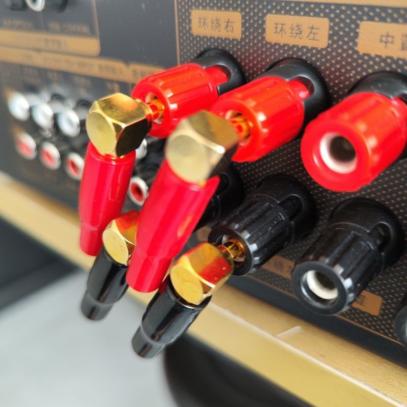 全新接线插座L90度音响DIY配件六叶纯铜4mm弯头香蕉插头音箱喇叭,淘宝优惠券,粉丝福利购,淘宝优惠卷