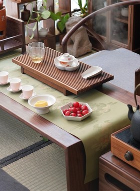 新中式实木长炕h桌北美黑胡桃榻榻米茶几飘窗茶室矮茶桌禅意茶台