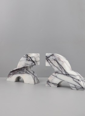 现代简约几何大理石书档书靠w摆件客厅卧室玄关书房酒店家居装饰