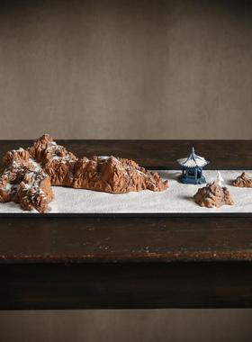 新中式创意沙盘枯山水假山造景摆件禅意玄关客厅桌面酒店大堂装饰