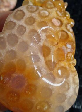 小乔珠宝天然印尼珊瑚玉精品如意吊坠果冻满花貔貅雕刻挂件手感好