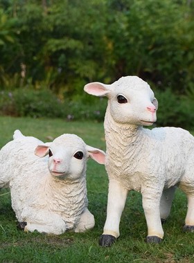 花园装饰庭院仿真绵羊摆件户外园林景观小品别墅布置创意山羊雕塑