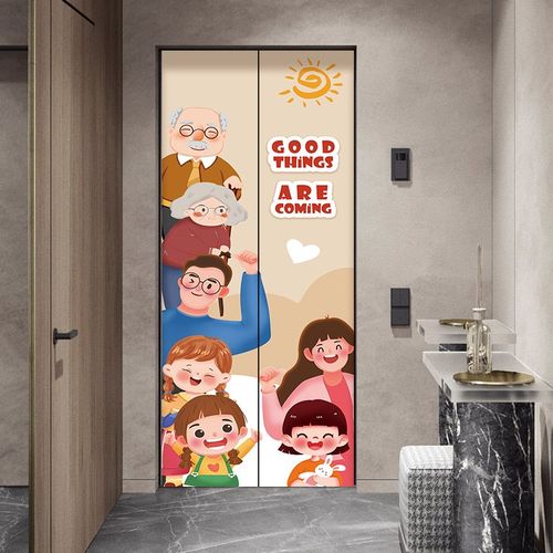 电梯门贴纸2024一梯一户门轻奢高级感贴画商场电影院门翻新自粘画 - 图1