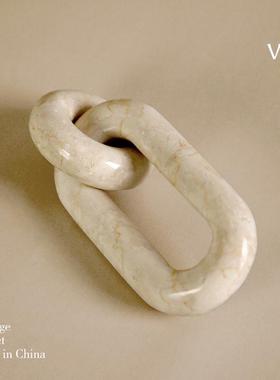 梵其进口轻奢高级感大理石套环摆件家居创意书房书架酒柜小装饰品