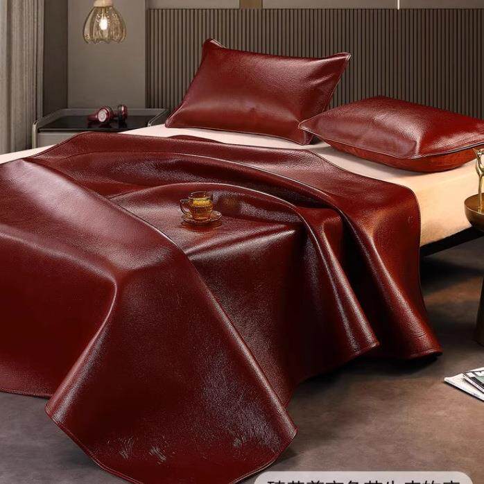 牛皮席凉席四季单人席夏季头层水牛皮软席牛皮三件套单件席子整张 - 图2