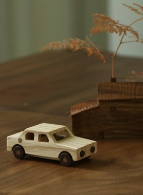 雨木实木小汽车摆件 SUV 小轿车木质玩具车饰品摆件 玩具车礼物
