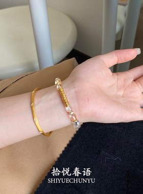 小灯泡清冷感白水晶锤纹盘缠手串轻奢高级感气质手饰女送礼物