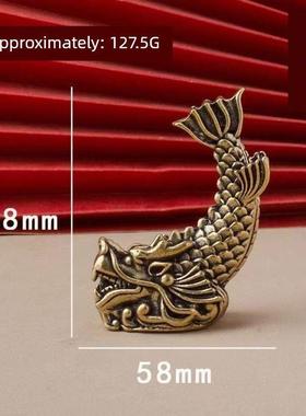 鸱吻摆件厨房黄铜龙头鱼鳌鱼瑞兽龙鱼家居饰品螭吻铜器摆件工艺品