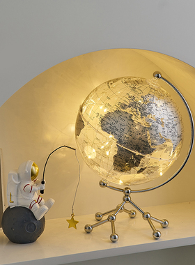 现代轻奢高档透明大号地球仪摆件儿童办公室桌面酒V柜电视柜装饰