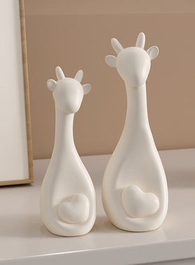 现代简约抽象情侣鹿摆件客厅玄关卧室电视柜小摆S设家居装饰品礼
