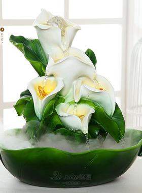 欧式创意流水喷泉客厅电视柜加湿器摆件大型落地家居乔迁新居饰品