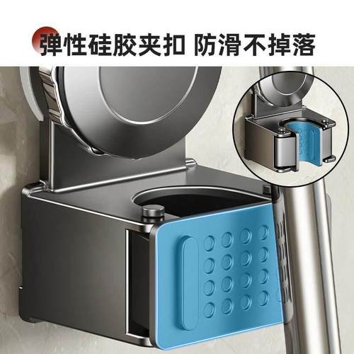 浴室拖把怎么放？吸盘拖把壁挂夹门后挂扫把拖布神器免打孔脸盆架 - 图2