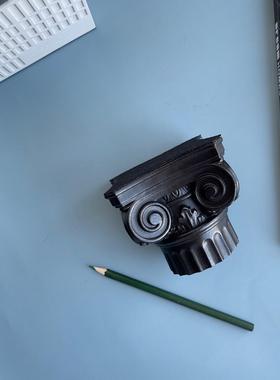 北欧式罗马柱摆客厅台桌面个性创意建筑艺术品装饰纯手工水泥摆件