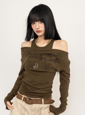 秋冬美式复古做旧皮质爱心项链女