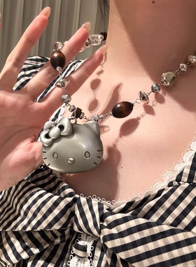 中古做旧小众Kitty猫串珠项链